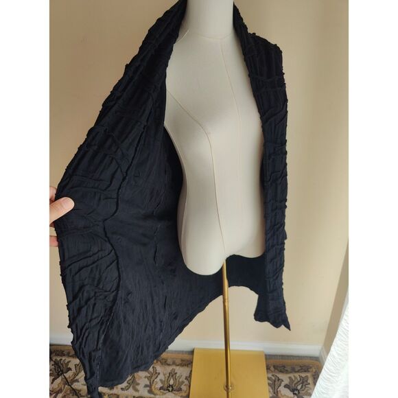 Klok Denmark Black 100% Cotton Textured Cardigan Lagenlook Size M - Picture 3 of 4